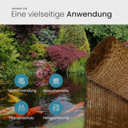 TeichVision - Bschungsmatte, Erosionsschutzmatte Kokos fr Teichrandgestaltung 1 m breit - Meterware
