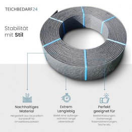 TeichVision - stabiles Teichrandband oder Rasenkante (B) 14 cm x (L) 20,0 m