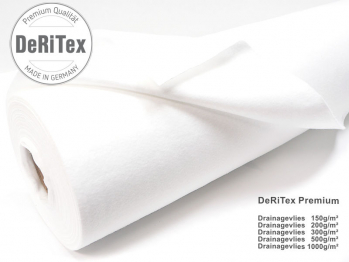 DeRiTex 150g/m Drainagevlies, Filtervlies 75 m (1,5 m x 50 m)