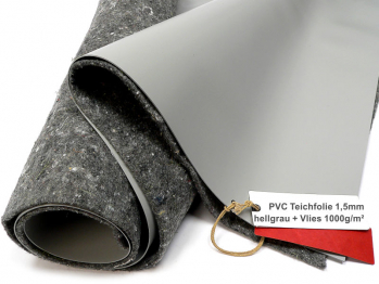 PVC Teichfolie 1,5 mm Sika Premium hellgrau 5222 inkl. Teichvlies V1000
