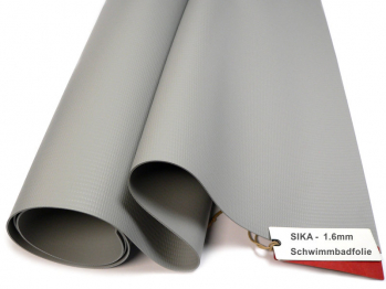 PVC Schwimmbadfolie 1,6 mm SIKA perlgrau 5222 - Rollenabschnitt - 1,65 m x 2,50 m = 4,125 m (Sonderpreis)