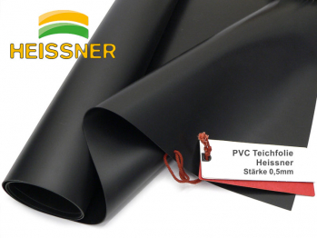 PVC Teichfolie 0,5mm schwarz Heissner (Rollenabschnitt - ohne Naht - Breite whlbar)