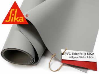 PVC Teichfolie 1mm Sika Premium hellgrau 5222 - 2m breiter Rollenabschnitt - ohne Naht