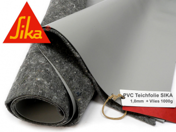 PVC Teichfolie 1mm Sika Premium hellgrau 5222 inkl. Teichvlies V1000