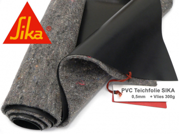 PVC Teichfolie 0,5mm schwarz SIKA Premium inkl. Teichvlies V300